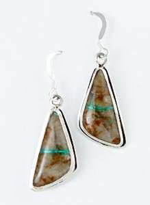  Navajo Sterling Silver Boulder Turquoise Dangle Earrings 