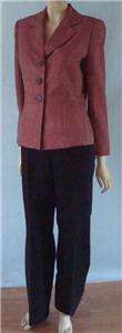 NWT SUIT STUDIO Black Brick Red Metallic Silver Pants Suit Sz 12 L 