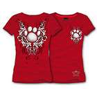 KATYDID Shirt, Rhinestone T Shirt, PAW PRINT Mascot T Shirt RED MEDIUM 