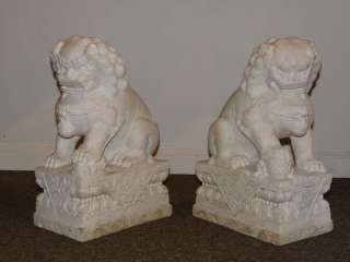 Authentic Pair of Chinese White Marble Fu lions  