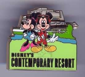 Contemporary Resort Mickey & Minnie Mouse 3D Slider Disney Pin  