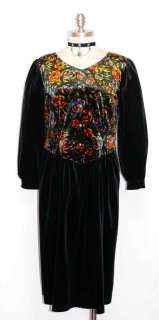 BLACK Velvet GERMAN Dirndl Hostess Winter DRESS 14 L  