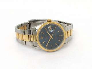 ROLEX MENS STAINLESS 18K GOLD OYSTER DATE WRIST WATCH  