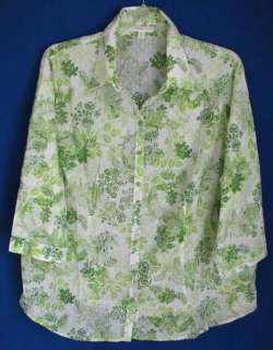Coldwater Creek Textured Pin Dot Floral Blouse  