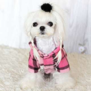 COAT DUFFLE dog clothes check hooded jacket PUPPY ZZANG  