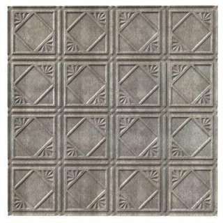 Traditional 4 2 ft. x 2 ft. PVC Cross Hatch Silver Lay in Ceiling Tile