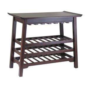 Winsome Wood Chinois 27 Bottle Walnut Wine Console Table 94737 at The 