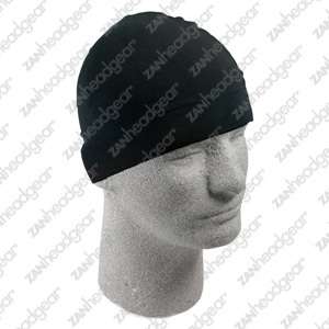 Solid Black Nylon Dome Helmet Liner Cap Headwrap  