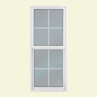   Window, 24 in. x 60 in., White, LowE and Turtle Code Glass and Grid