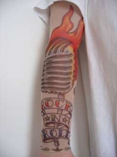 Fake Tattoo Sleeve Cloth Arm Art   Rock n Roll T17  