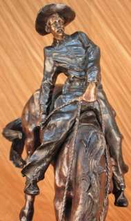 40 Lbs Outlaw By Frederic Remington Bronze Marble Base Figurine 