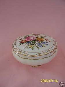 Vintage Coalport Bone China Floral Vanity Powder Box  