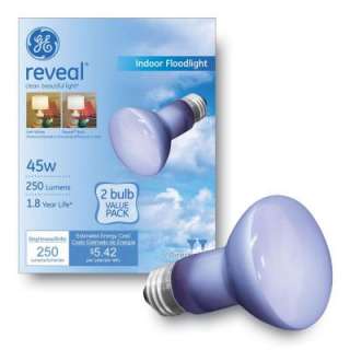 GE 45 Watt Reveal R20 Indoor Flood Incandescent Light Bulb (2 Pack 
