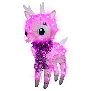 37 in. LED 80 Light Ice Sculpture Sassy Pink Reindeer 5561224 at The 