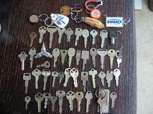 46 Antique Keys & 7 Key chains  