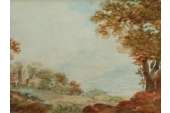 Victorian Antique Hilltop Landscape Painting x  