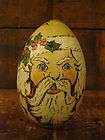 BEAUTIFUL Hand Crafted Folk Art Santa Painted Pyrography Egg Signed 