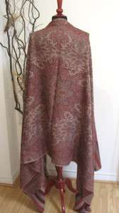Gallerie Classic Woven Paisley Wool Shawl Wrap Scarf Throw Red 