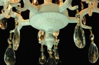 VINTAGE SHABBY COUNTRY FRENCH CHIC CRYSTAL CHANDELIER  