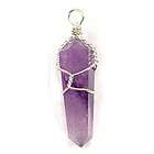   Point Pendant Sterling Silver Wire Wrapped Crystal Purple Stone ~1