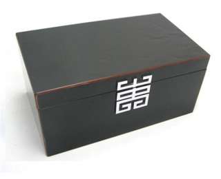 NEW Asian Inspired Black Lacquer Jewelry Box Chest Wood  