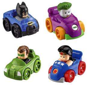 NEW~Fisher Price LITTLE PEOPLE DC Super Friends Wheelies ~ Lot of 4 