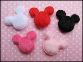100pcs Cute Padded Mouse Head Felt Appliques  5 colors  