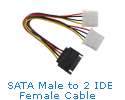 12V 5V Dual Power eSATA USB 2.0 Power combo to 22Pin SATA cable for 2 