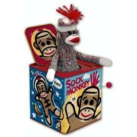 NEW Sock Monkey Jack in the Box Cute  