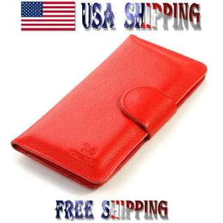   Leather Handmade Wallet Business Name Card Holder Purse Bags Red