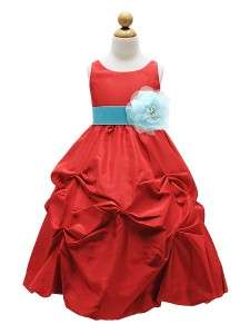 Red Taffeta Flower Girl Dress Pick Your Sash Size 2 4 6 8 10 12  710 