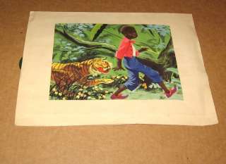 VINTAGE LITTLE BLACK SAMBO PRINT > PLUS STORY OF THE TIGER CHASE 7 3 