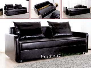 Black Finish Adjustable Sofa sleeper couch leather  
