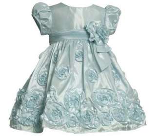   Toddler Girls Aqua Taffeta Rose Wedding Easter Spring Dress 2T 3T 4T