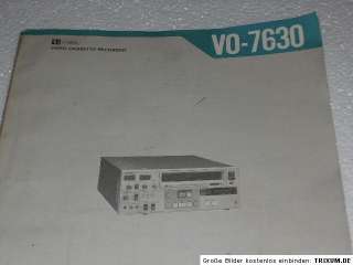 SONY Videocassette Recorder VO 7630 Service Manual Englischsprachig 