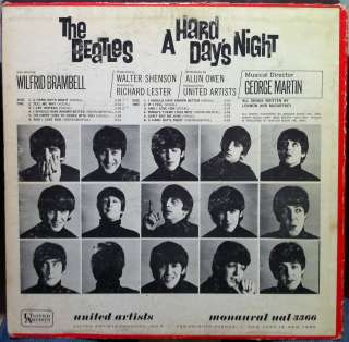 THE BEATLES a hard days night LP VG  UAL 3366 Vinyl 1964 Record Mono 