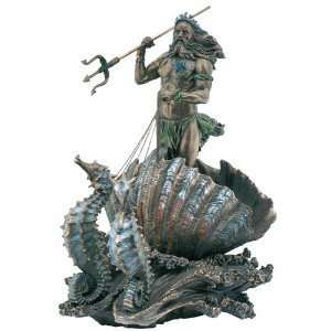Meeresgott Poseidon/ Neptun in seiner Seepferdkutsche, Figur, Figuren 