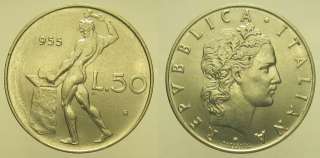AN) 50 Lire Vulcano 1955 BB SPL Repubblica Italiana  