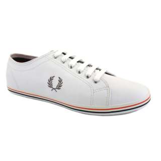   Fred Perry B9001 Kingston Mens Leather Laced Trainers White Red