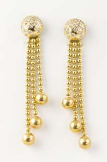 CARTIER Draperie 18k Gold Diamond Drop Hanging Earrings  