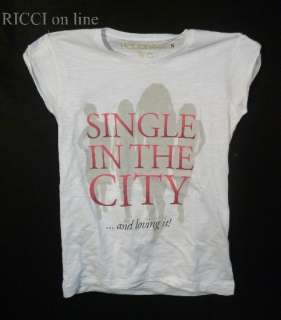 HAPPINESS T SHIRT DONNA TG L BIANCA STAMPA SINGLE IN THE CITY  