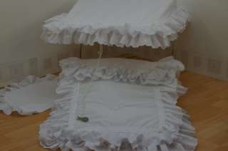 Pram Canopy to fit Silver Cross pram in white+quilt set  
