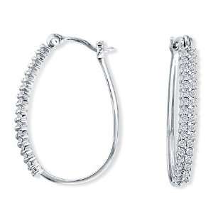    1/2 Carat (Ctw) Diamond 14K White Gold Hoop Earrings Jewelry