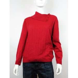  NEW ALFRED DUNNER WOMENS COLLARED RED SWEATER M Beauty
