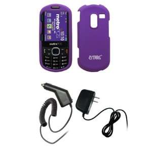  EMPIRE Purple Rubberized Snap On Cover Case + Car Charger 