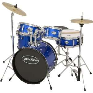  Pulse 5 piece Junior Drum Set Metallic Blue Musical 