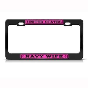  United States Navy Wife Pink Metal Military License Plate 