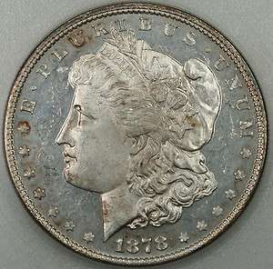 1878 7/8TF Morgan Silver Dollar, Choice BU PL, Old 80s Slab  