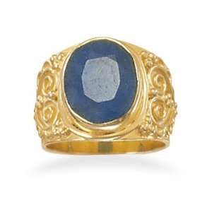  14 Karat Gold Plated Rough Cut Sapphire Ring (7) Jewelry