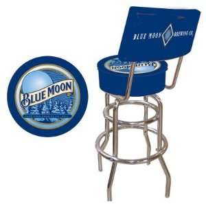  30 Inch Blue Moon Padded Swivel Bar Stool with Back
